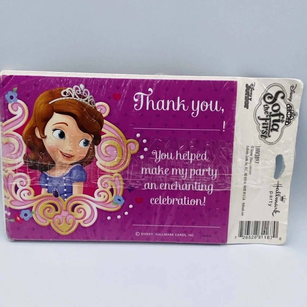 Disney Sofia the First Princess Invitations & thank you postcards with envelopes